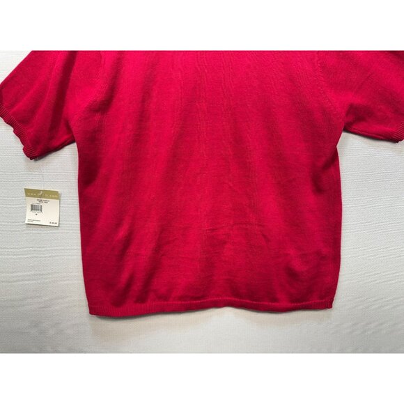 Vintage Teddi Knitted Cardigan Sweater Size M Red Embroidery Floral Full Zip NWT - Picture 13 of 13